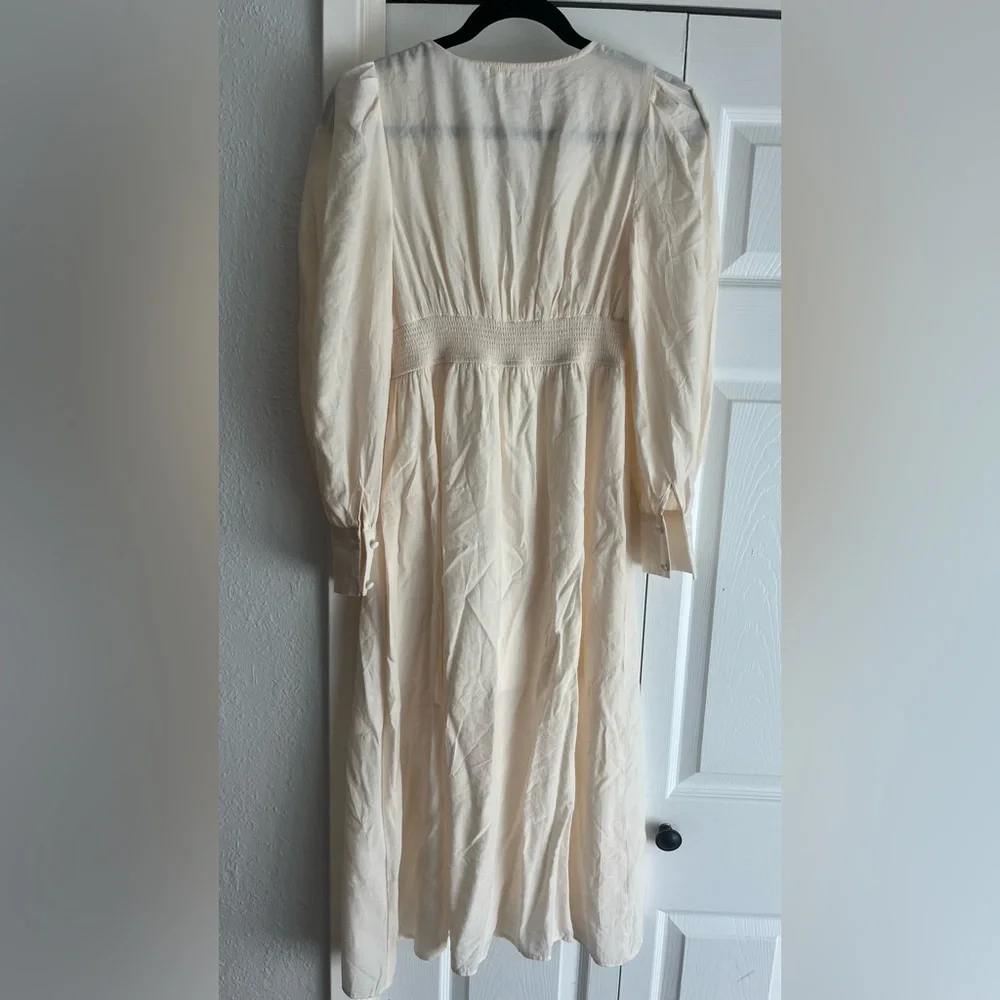 By the River Romantic Pinstripe Cottage Midi Dress